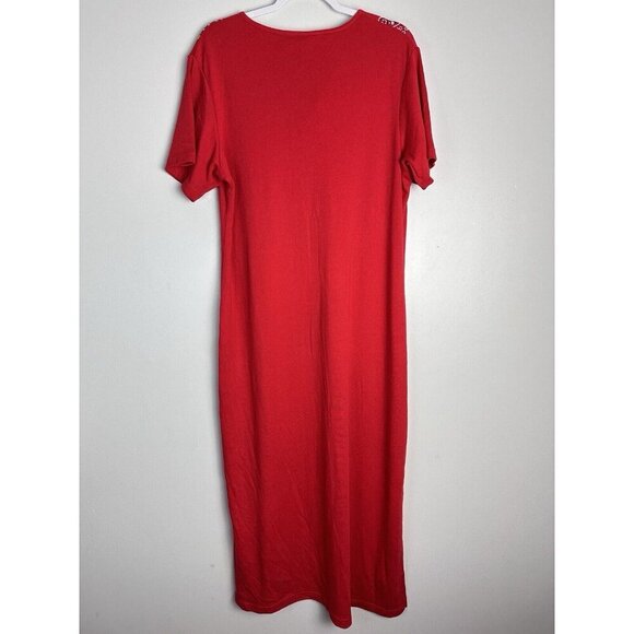 Carolina Colours Plus 16W Stretch Jersey Short Sleeve V- Neck Maxi T Shirt Dress - Picture 6 of 8